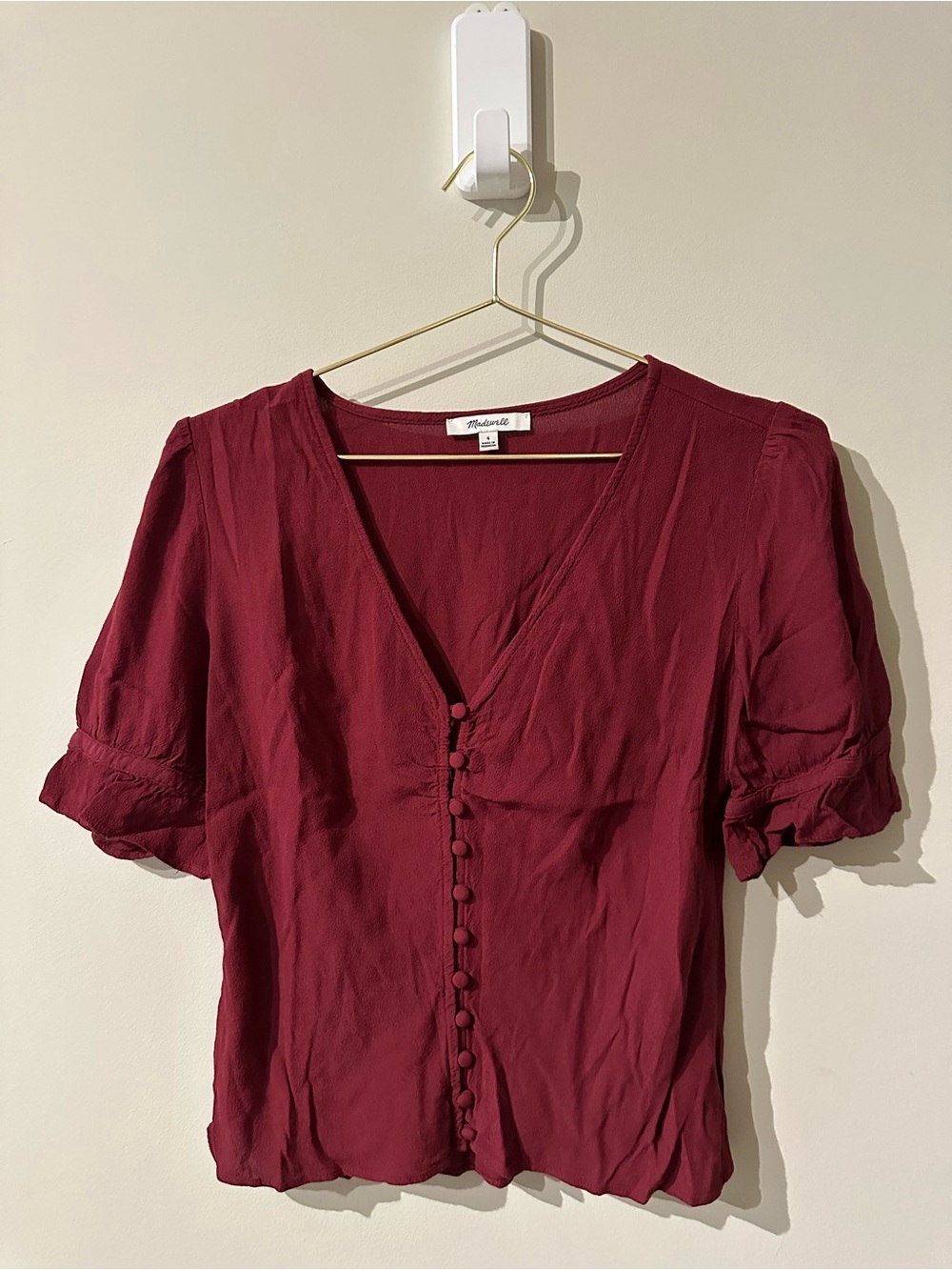 Madewell Burgundy Daylight Top size 4.